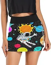 [RPLIFE] Groovy Space Explorer Active Skort, Sport Skort High Waist, Exercise Skirts for Women