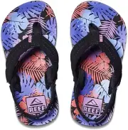 REEF AHI Navy/Multicolor Synthetic Open Toe Flip Flop Sandals little Kids Size 3