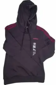 Adidas Women's Essentials 3-Stripes Hoodie Sweatshirt Size SMALL Dark Purple NEW