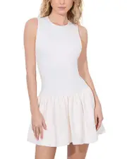 Alice and Olivia Ella Combo Faux Leather Sleeveless Dress