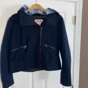 NEW with Tags! Mossimo Supply Size XL Navy Zip Wool Moto Jacket Removable Hood