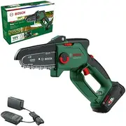 [Bosch] 18V Cordless Brushless Compact Chainsaw Pruning Saw For Cutting Wood, With 2.5 Ah Battery & Charger (EasyChain 18V-15-7). Made in Europe