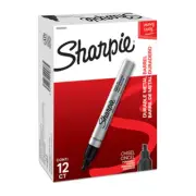 Sharpie Metal Permanent Marker Chisel Tip Black Box Of 12