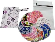 Reusable Breast Pads (12 pcs Reusable Nursing Pads and 1 Organizer Bag)