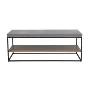 Design Square Rectangular Coffee Table - Black Metal Frame - Cement Grey