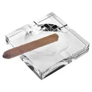 Elegant Handcrafted Hand Cut Crystal Excelsior Medium Cigar Ash Tray - 5” x 5”