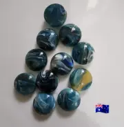 10pcs 12mm Blue Gray Marble Effect Resin Flatback Cabochon