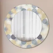 Wall Mounted Mirror with Glass printed Frame Home Decoration Geometry circles