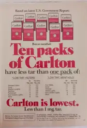 Vintage 1978 Carlton Cigarettes Red & White Print Ad FREE SHIPPING