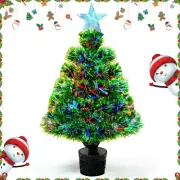 22'' Small Fiber Optic Christmas Tree,Mini Tabletop Pre-Lit Artificial Xmas LED
