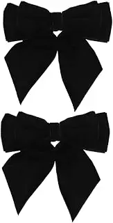 [WOFASHPURET] 2pcs Bow Tie Classic Solid Satin Bow Tie Formal Neckties Bowknot Brooch Pre-tied Collar Neck Clips Trendy Hair Accessory for Men