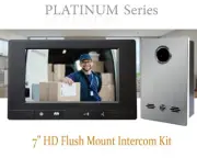 Platinum 7″ HD Black Intercom Kit with Stainless Steel Flush Mount Camera