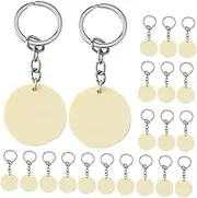Gadpiparty 1 Set Wooden Pendant Keychain Crafts Keychain Supplies Round Wood Engraving Blank Keychain Making Kit Blank Keychains Blank Round Wood Tags with Holes Craft Blanks Wooden Metal