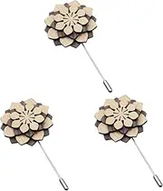 [BESTYASH] Wooden Brooch Lapel Pin Boutonniere for Men Flower Decorations Boutonniere Pins Wooden Boutonniere Coffee Wooden Buttons Painting Wooden Button Floral Boutonniere Pin Flower Pin