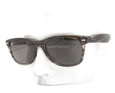 Ray-Ban New Wayfarer RB 2132 6430/B1 Sunglasses Crystal Gray Brown Stripe w/case