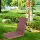 Camping Lounge Chair Picnic Back Rest Chair Foldable Iron Pipe Sturdy Brown