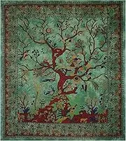 Bless international Tapestry Tree of Life Wall Hanging Psychedelic Tapestries Indian Cotton Bedspread Picnic Sheet Wall Decor Blanket Wall Art Hippie Bedroom Decor (Green Tree of Life, (30 X 40