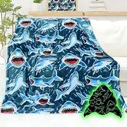 AISDE Shark Gifts Blanket Kids Glow in The Dark Blanket for Boys Girls Whale Shark Throw Blanket Ocean Blankets 40"x50"