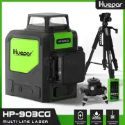 12 Line Self Levelling Green Laser - 3x360° Cross Measure Rotary Level & Tripod