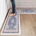 Kitchen Mats for Floor Non-Slip, Blue Cushioned Anti Fatigue Mat 2 Piece, Mem...