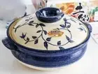 Banko Ware Earthen Clay Pot KARAKUSA Japanese DONABE Hand-painted Floral