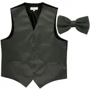 New Men's Formal Vest Tuxedo Waistcoat dark gray_Bowtie wedding prom party