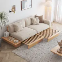 在飛比找蝦皮購物優惠-原木風沙發床 折疊兩用沙發 日式伸縮沙發床 實木小戶型現代簡