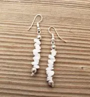 NATURAL WHITE AGATE HANDMADE GEMSTONE CHIP EARRINGS