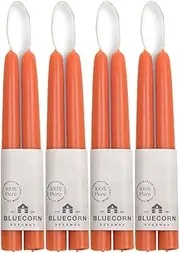 Bluecorn 100% Pure Beeswax Taper Candles | Natural, Apricot Orange Unscented 8 Inch Tapers | Soy, Paraffin & Fragrance Free | Bulk 8-Pack | Handmade in Colorado