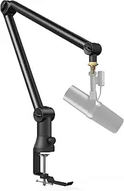 Bietrun Mic Arm Desk Mount(Longer)for Shure SM7B/MV7/Blue Yeti/Nano/Hyperx Quadcast, Adjustable 360° Rotatable Universal Heavy Duty Metal Mic Arm with 3/8" to 5/8" Adapter, Cable Trough, Headset Hook