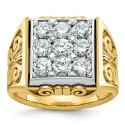 14k Two-tone Gold Men's Scroll Design 2 carat Diamond Complete Ring