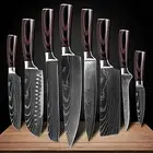 zmart 20cm Knife 8 Pieces Laser Damascus Pattern Chef Knife Sharp Santoku Knife