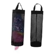 Plastic Bag Holder, Grocery Bag Holder Mesh Hanging Storage Bag Black 2 Packs