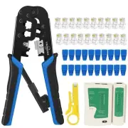 RJ45 Crimping Tool Kit Ethernet Crimp Set RJ-11 6P/RJ-12 8P/RJ-45 Crimp Cut a...