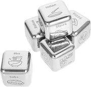 Toyvian 5pcs Stainless Steel Food Decision Dice Creative Meal Choice Dice for Casual Dinners Special Gatherings Unique Present Idea for for Long Term Use