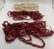 Pkg 3 54”Strand Sullivans Beaded String Garland Red & White Beads