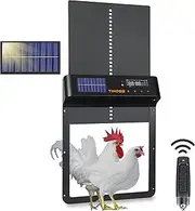 Timoss Automatic Chicken Coop Door,Solar Chicken Coop Door with Timer, Light Sensor and Remote Control,Aluminium Multi-Mode Chicken Coop Door with LCD Screen,Anti-Pinch and Weatherproof