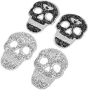 GALPADA 4pcs Skull Rhinestone Appliques for Clothing Shoes Bags Unique DIY Embellishment Patches for Parties Everyday Wear Versatile Design