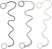 3 Packs 25" ri p Hair ties,Elastic Hair Tie No Damage Strong Tangle Free Braided Pony tails Hair Ties Pony Tail Wrap for Long Hair for Gym, Swimming.Coffee, beige,black.
