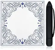 Sonwyoung Blue Paisley Mahjong Mat with Black Carrying Bag, 31.5 x 31.5 Inches Anti-Slip Noise-reducing Rubber Table Cover for Mahjong, Card, Board, Tile Games