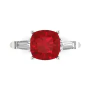 3.5 ct Cushion Cut 3 stone Tourmaline Engagement Wedding Ring 14k White Gold