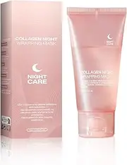Collagen Night Wrapping Mask, Hydrolyzed Collagen Peel Off Facial Mask, Smooth and Tight Skin, Reduce Fine Lines and Dullness, Skin Care For All Skin Types, 2.54 fl.oz
