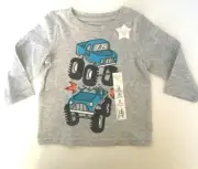 New Jumping Beans Softest Cotton Boys 12 month LS Truck Theme T shirt