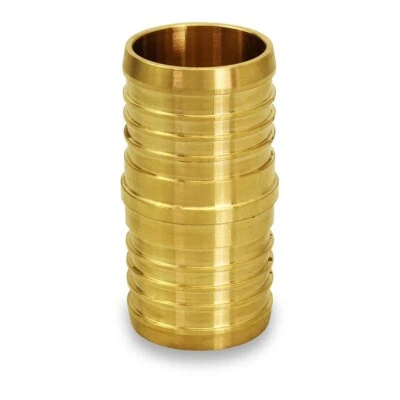 1"in PEX X PEX Brass Straight Coupling Barb Pipe Crimp Fitting Connect (10 pack)