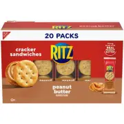 RITZ Peanut Butter Sandwich Crackers, 20 Snack Packs (6 Crackers Per Pack)