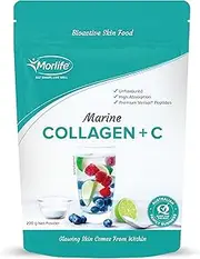 MORLIFE Marine Collagen Peptides Powder 200g Plus Vitamin C | Fish Collagen Protein Powder | Collagen Supplements for Women Men | Keto Paleo Friendly Multi Hydrolyzed Collagen Powder Anti Ageing