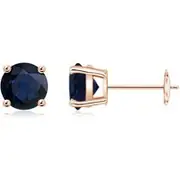 Round Blue Sapphire Stud Earrings