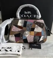 NWT COACH PATCHWORK FRAME KISSLOCK EMBELLISHED BAG TOP HANDLE SATCHEL 69131