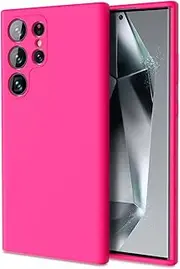 [ZUSLAB] Silicone Case for Galaxy S24 Ultra Case Nano Silicone Shockproof Gel Rubber Bumper Protective Cover for Samsung (2024) - Hot Pink