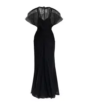 sheer-overlay dress UK6 black